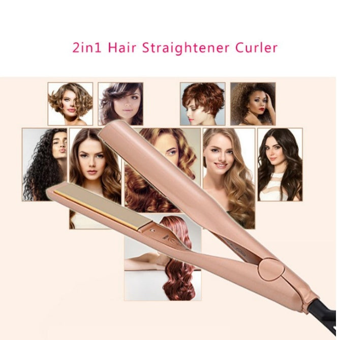 2-in-1 ceramic hair straightener and curler