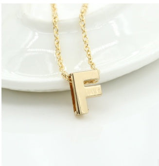 3D Bubble Initial Necklace – Gold Plated A-Z Letter Pendant (Stainless Steel, Dainty Personalized Jewelry)