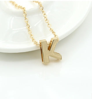 3D Bubble Initial Necklace – Gold Plated A-Z Letter Pendant (Stainless Steel, Dainty Personalized Jewelry)
