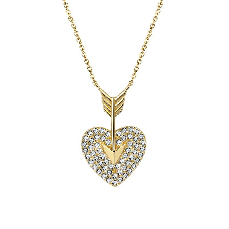 Sterling Silver Heart-Shaped Diamond Necklace