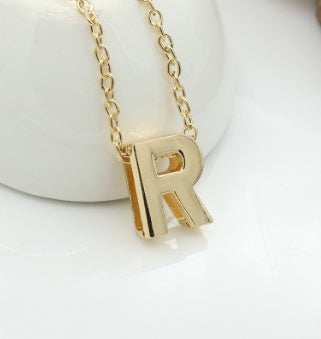 3D Bubble Initial Necklace – Gold Plated A-Z Letter Pendant (Stainless Steel, Dainty Personalized Jewelry)