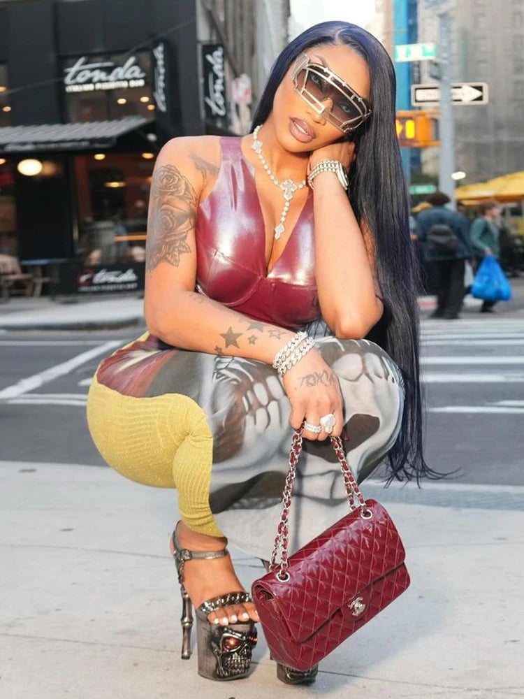 Weird Puss Skulls Print Skirts Women Sexy See Through Skinny 2025 Summer Trend Stretch Wild Basic Clubwear Midnight Long Skirts