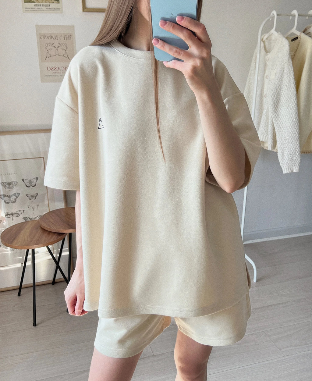 Suit Shorts With Ladies T-Shirt And Top Loose Oversized Cotton Summer Two Piece Ladies Classic Activewear Casual