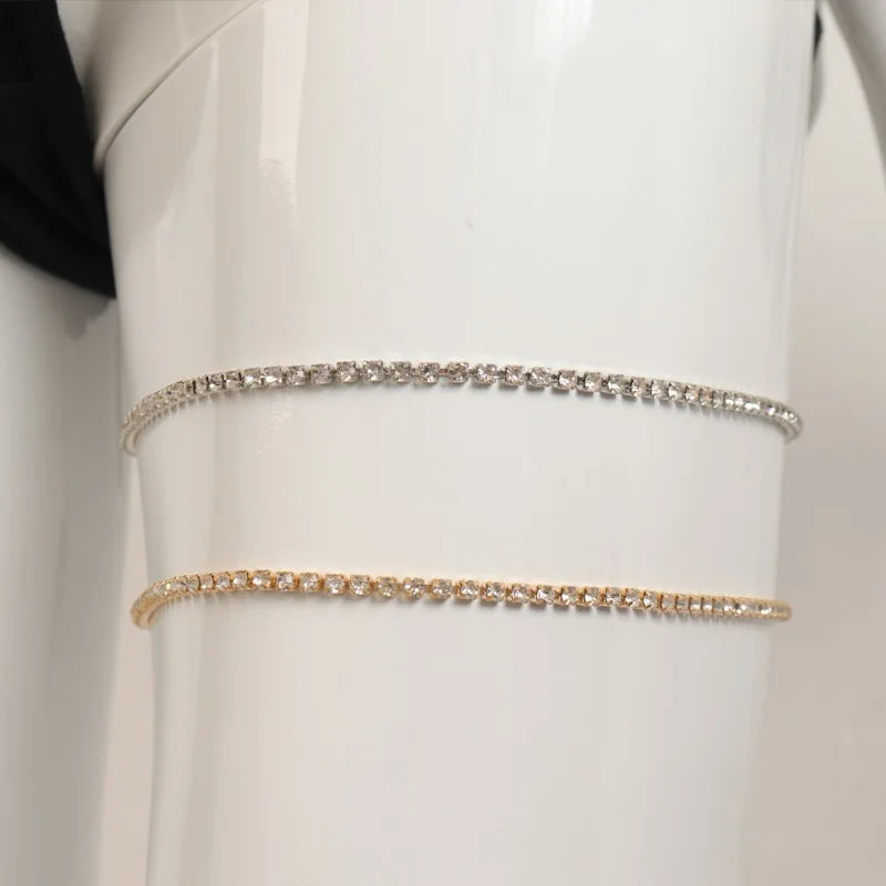 Sparkle on the beach with a rhinestone thigh chain!