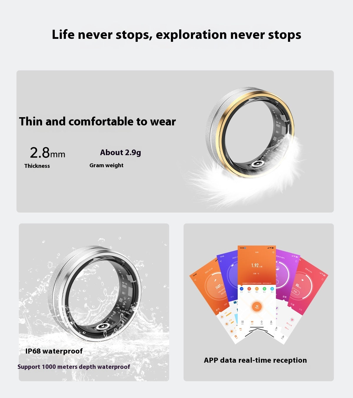 Smart Ring - Health Monitoring, 10-Day Battery, Waterproof Design