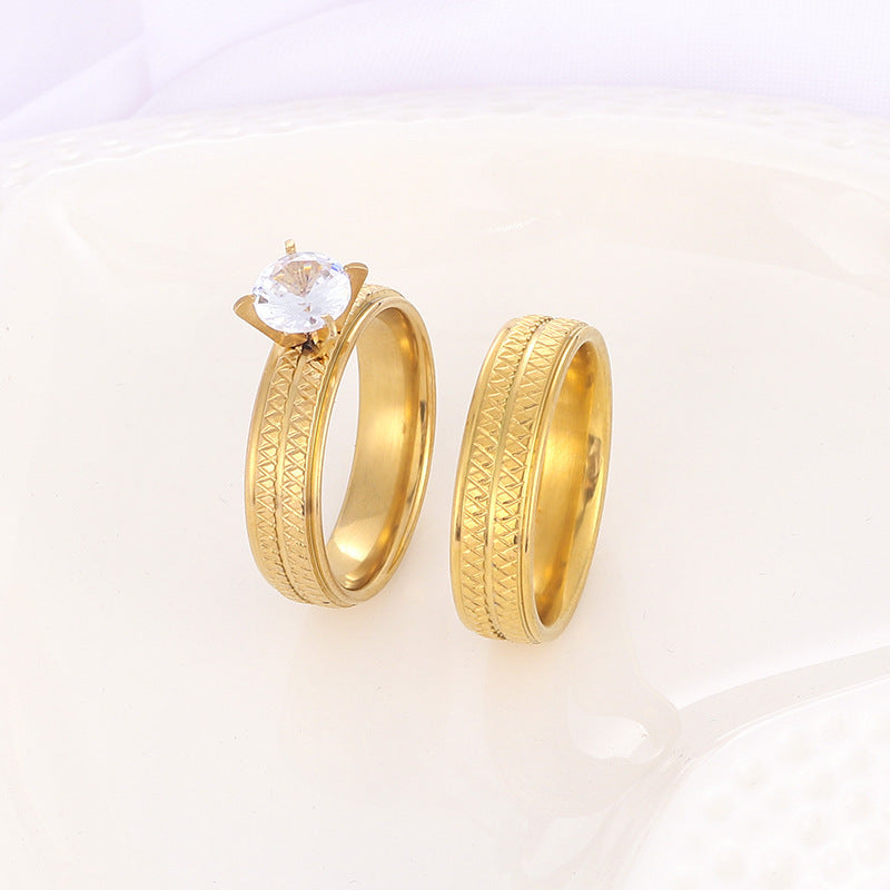 Elegant Gold Stainless Steel Rings – Fashion Jewelry Set for Women (2pcs)