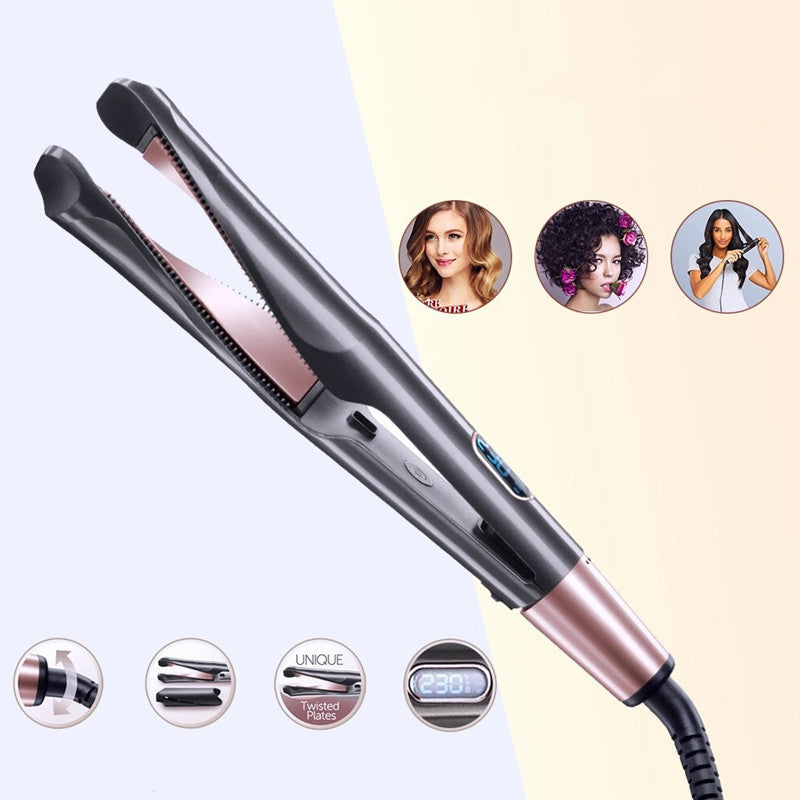 2-in-1 hair straightener and curler with tourmaline ceramic plates