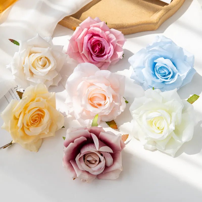 best 100PC 10CM Wholesale Artificial Flowers for Scrapbook Christmas Home Decor Wedding Garden Rose Arch Fake Silk Head Candy Box shop online at M2K Trends for