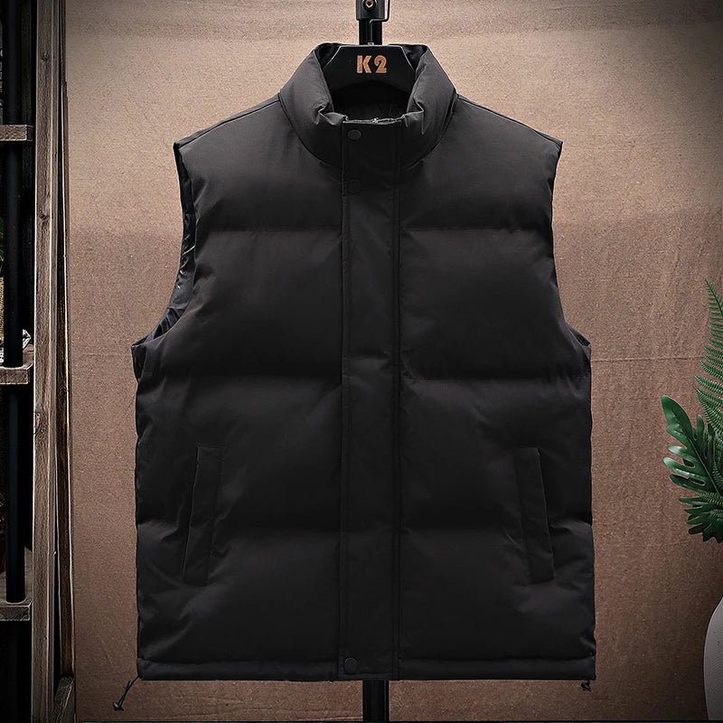 best 2023 Men Vest Jacket Autumn Winter Big Size Vest Jacket Sleeveless Jacket Solid Color White Puffer Jacket Streetwear Fashion Men Outerwear & Coats shop online at M2K Trends for Outerwear & Coats
