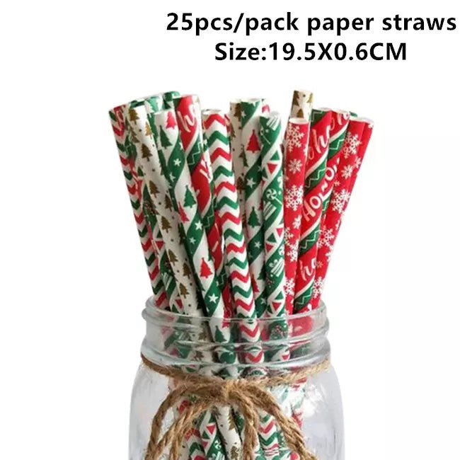 best cheap 25pcs Christmas Paper Straws Snowflake Drinking Straw Merry Christmas Decorations for Home 2023 Xmas New Year Party Supplies shop online at M2K Trends for