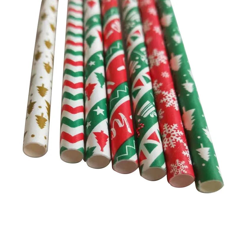 best cheap 25pcs Christmas Paper Straws Snowflake Drinking Straw Merry Christmas Decorations for Home 2023 Xmas New Year Party Supplies shop online at M2K Trends for