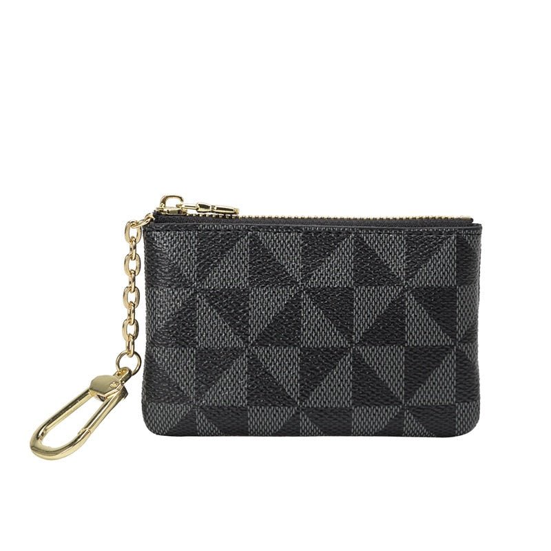best Coin Key Storage Bag with Chain Women Mini Coin Purse Luxury Designer Plaid Leather Small Zipper Wallet Ladies Keychain Trendy 0 shop online at M2K Trends for