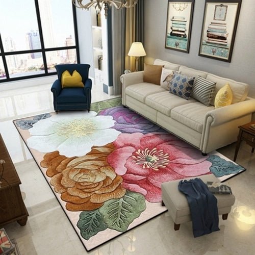best Colorful 3D Flowers Printed Living Room Large Area Rugs Sofa Coffee Textiles & Pillows shop online at M2K Trends for Carpet
