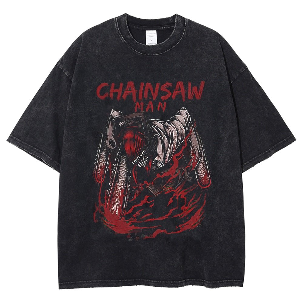 best Hot Anime Graphic T-shirt Chainsaw Man Vintage Washed Tshirt Men Oversized Hip Hop Streetwear Summer Harajuku Tops Cotton Tees 0 shop online at M2K Trends for