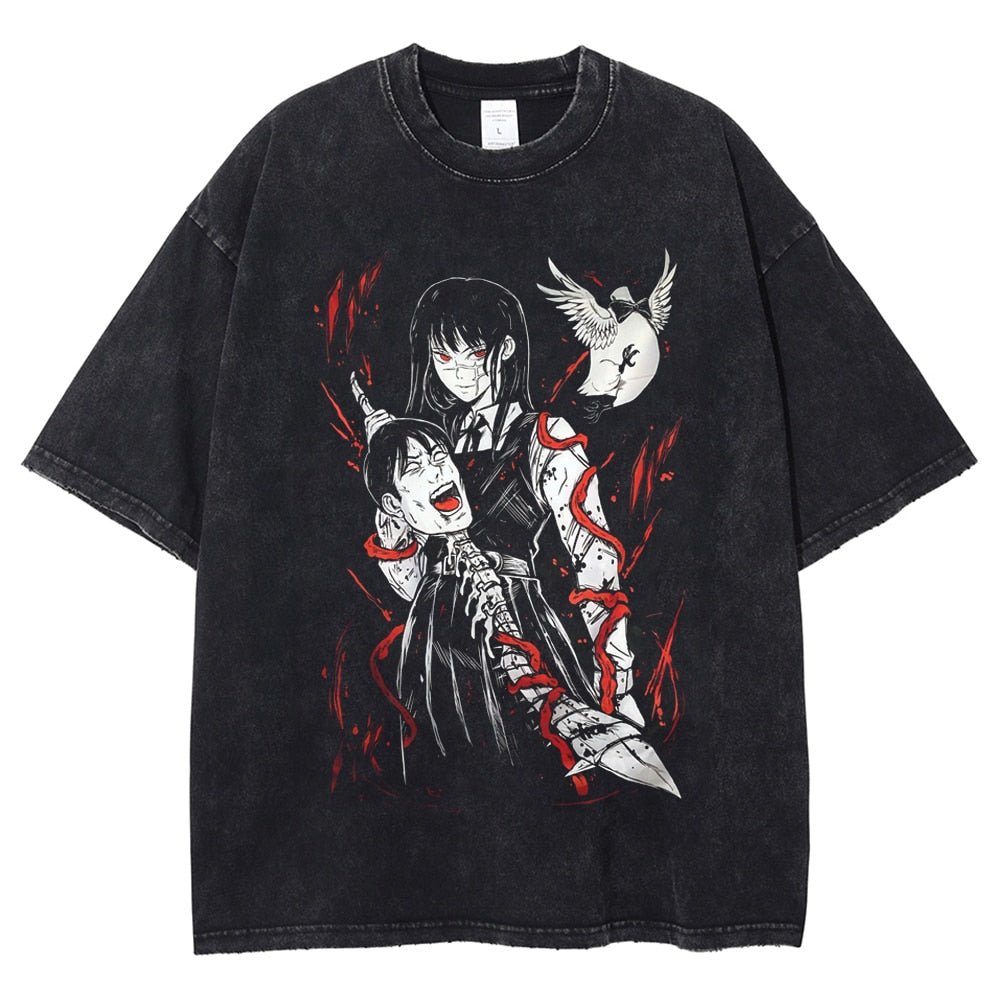 best Hot Anime Graphic T-shirt Chainsaw Man Vintage Washed Tshirt Men Oversized Hip Hop Streetwear Summer Harajuku Tops Cotton Tees 0 shop online at M2K Trends for