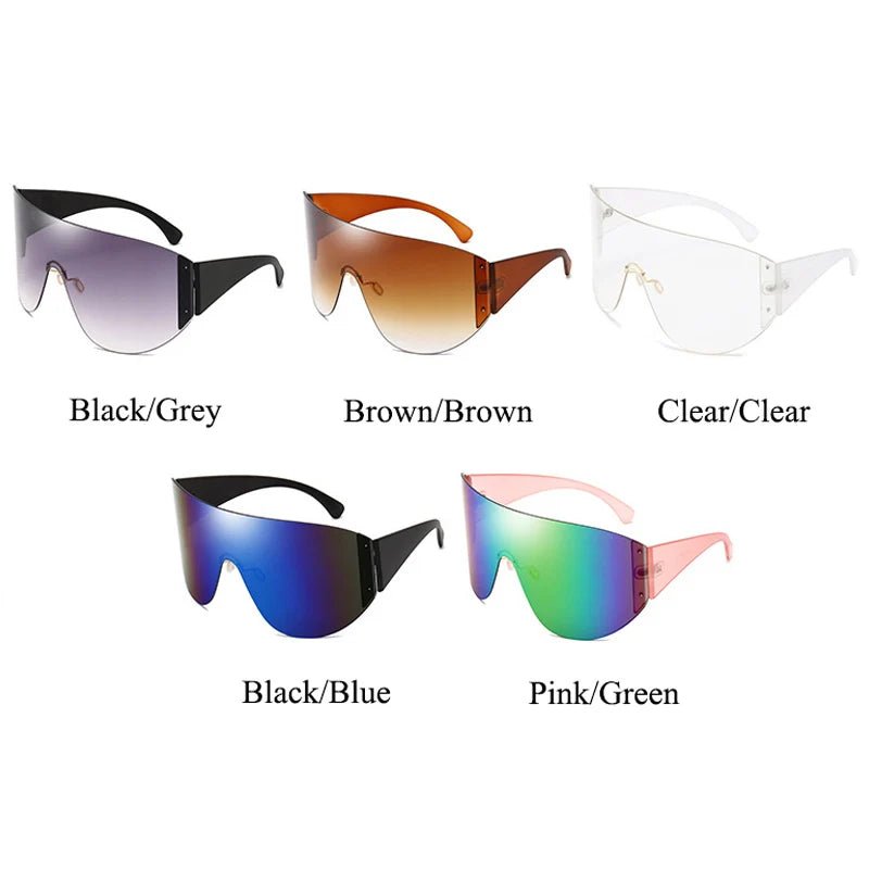 best Ladies Steampunk Goggle Sunglasses Men Oversized Trends Punk Y2k One piece Mask Sunshade Sun Glasses Female 2000'S Brand Oculos shop online at M2K Trends for