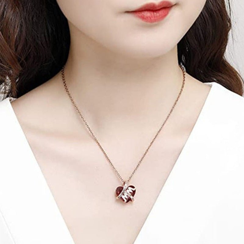 best Luxury Red Crystal Heart-shaped For Thanksgiving Necklace Mother's Day Gift Accessories shop online at M2K Trends for a bouquet of fresh flowers