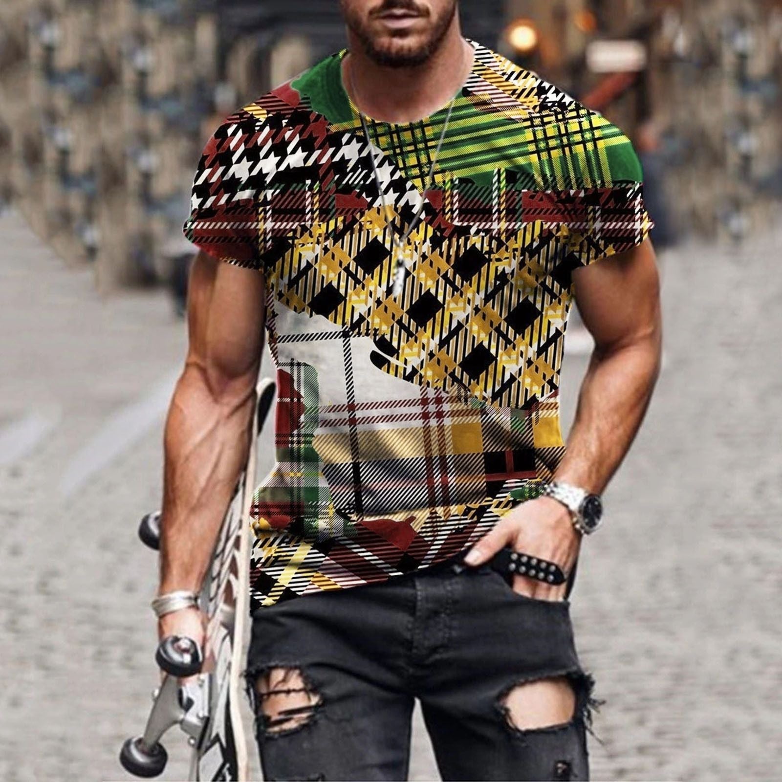 best Mens Fashion Casual Mesh Collarless Short Sleeve T-shirt 0 shop online at M2K Trends for