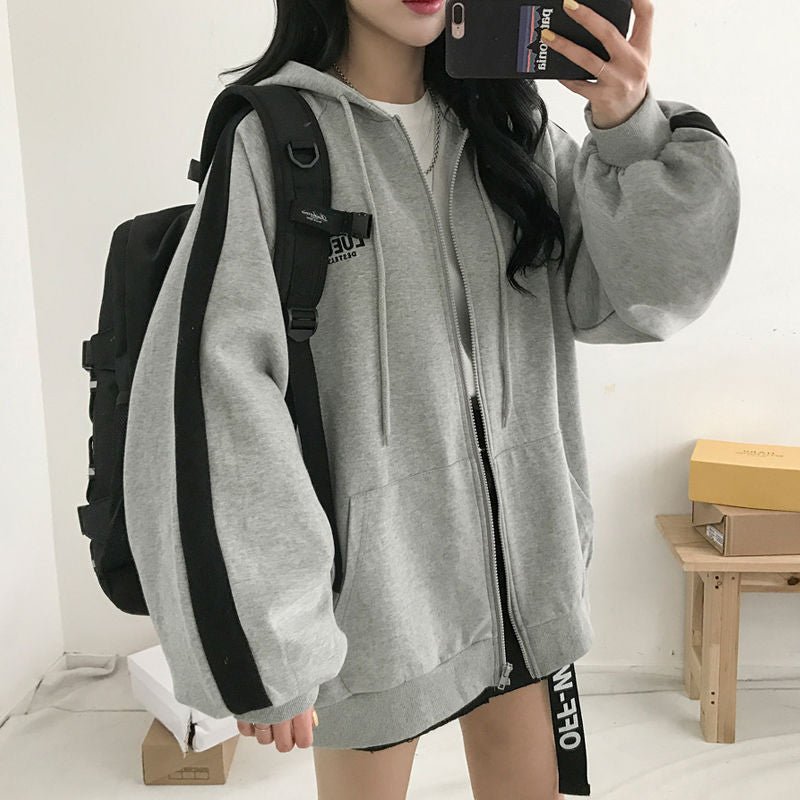 best Oversize Women Hoodies 2022 New Casual Solid Zip Up Hooded Sweatshirt Harajuku Korean Loose Couple Hoodie Jacket Coat Streetwear 0 shop online at M2K Trends for