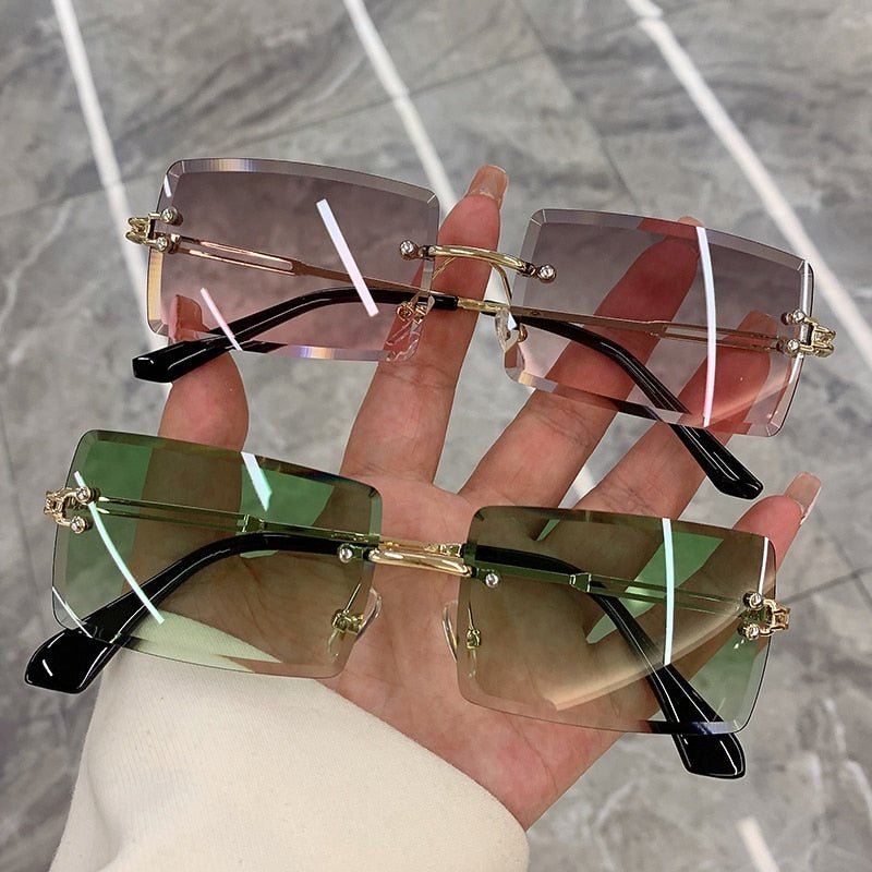 best Vintage Fashion 2021 New Sunglasses Rimless Frameless Rectangle Shades Gradient UV400 Summer Traveling Sun Glasses for Women 0 shop online at M2K Trends for
