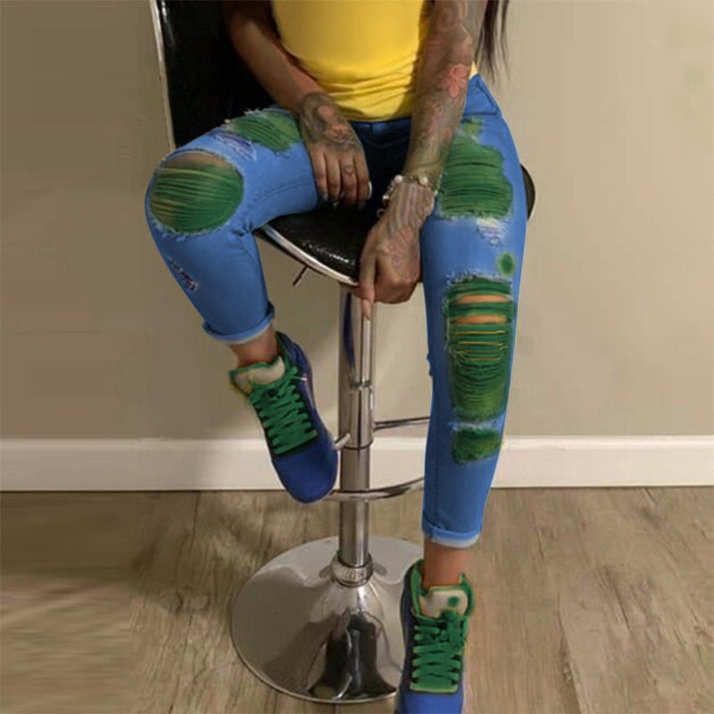 best Women's street light color ripped jeans Clothing shop online at M2K Trends for women pants