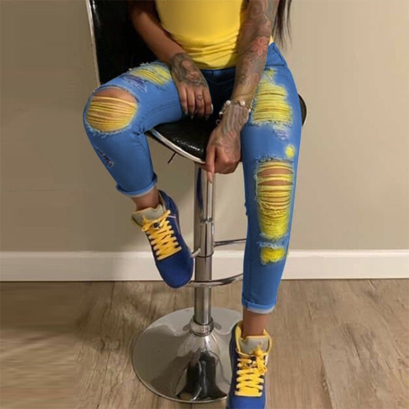 best Women's street light color ripped jeans Clothing shop online at M2K Trends for women pants