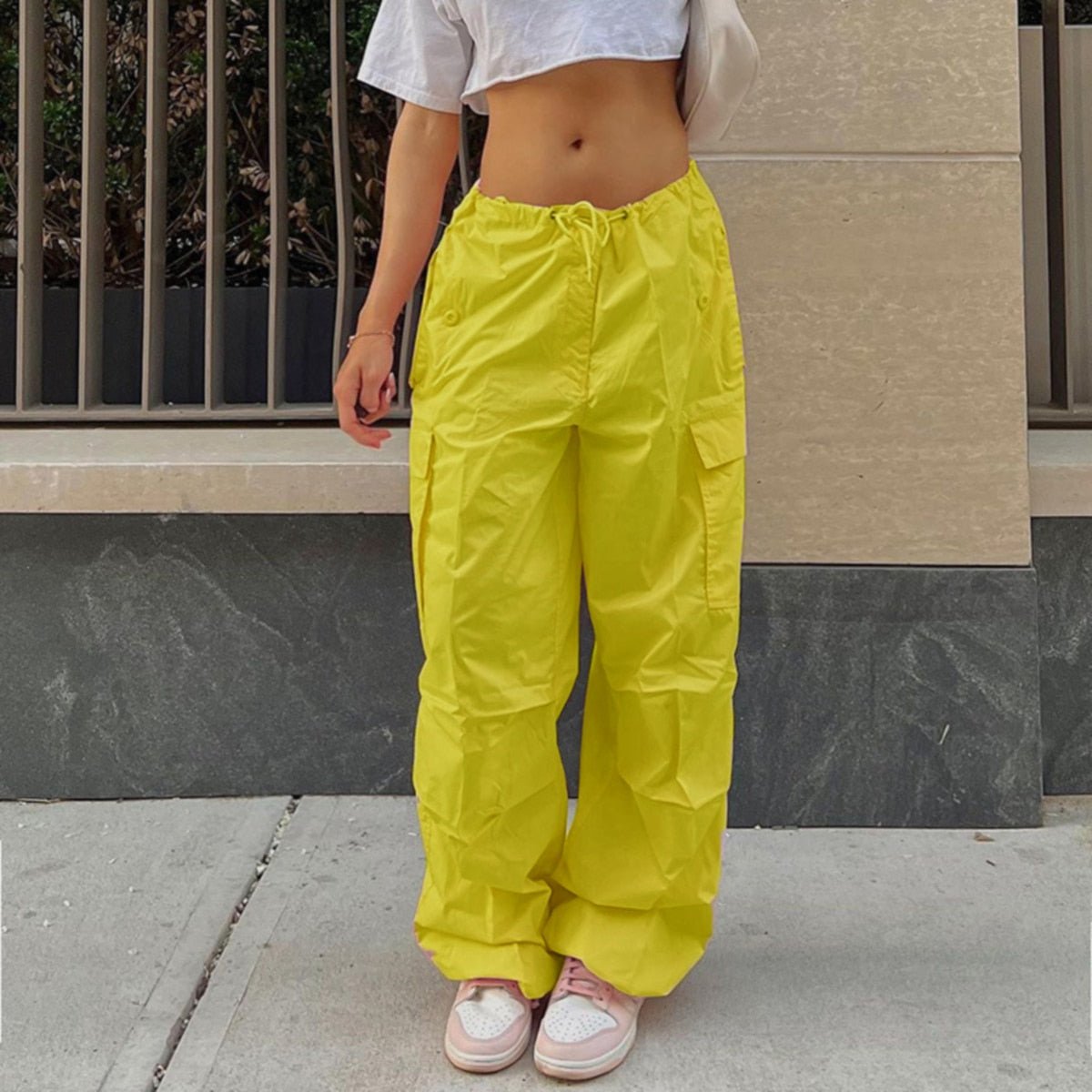 best Y2K Clothing Oversized Drawstring Low Waist Parachute Loose Fit Sweatpants Trousers Women Jogger Cargo Pants Streetwear Outfits women`s pants shop online at M2K Trends for Y2K Clothing Oversized Drawstring Low Waist Parachute Loose Fit Sweatpants Trousers Women Jogger Cargo Pants Streetwear Outfits