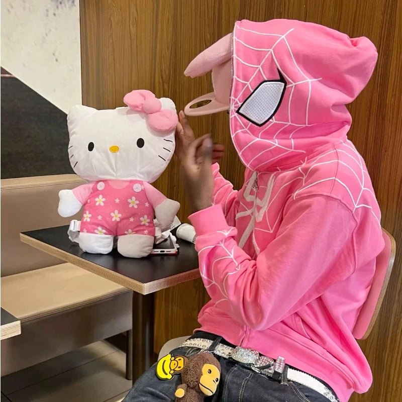 best Y2K Harajuku zip up hoodie kawaii clothes Spider Anime Pattern streetwear Gothic oversized hoodie Hip Hop Fashion casual jacket shop online at M2K Trends for