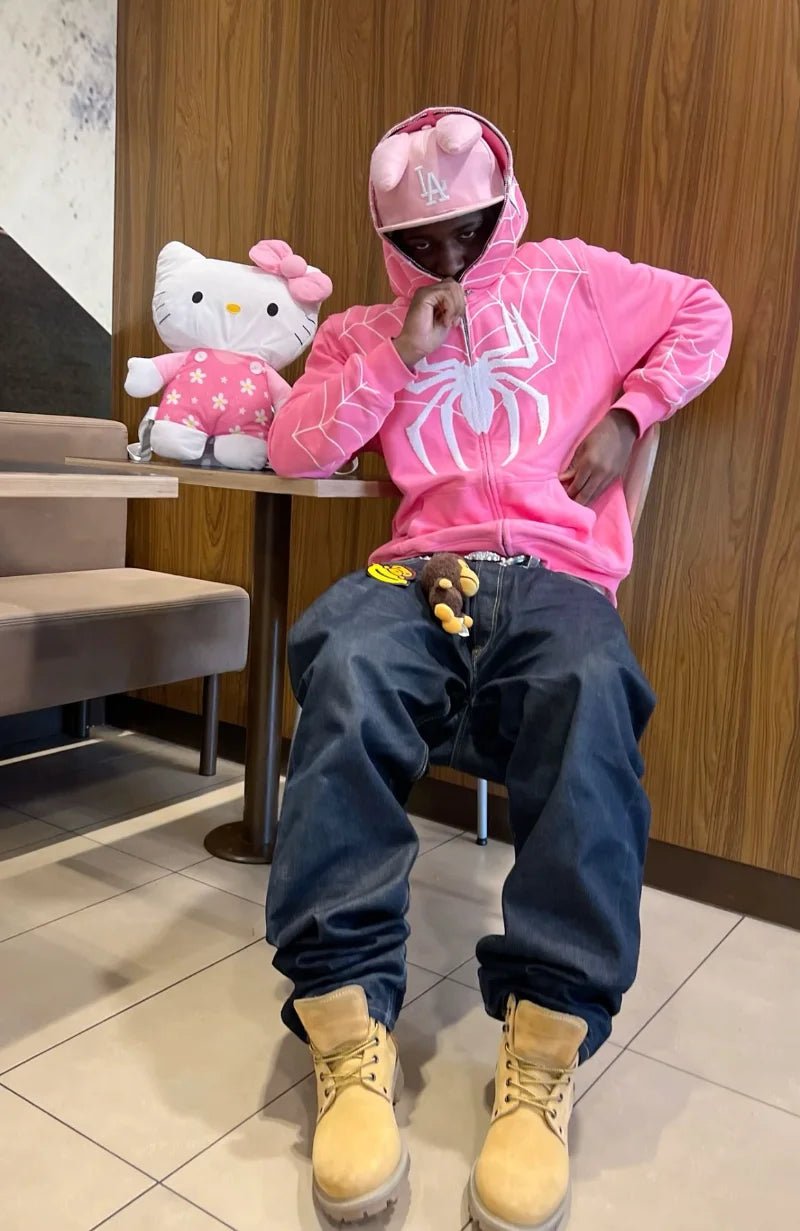 best Y2K Harajuku zip up hoodie kawaii clothes Spider Anime Pattern streetwear Gothic oversized hoodie Hip Hop Fashion casual jacket shop online at M2K Trends for