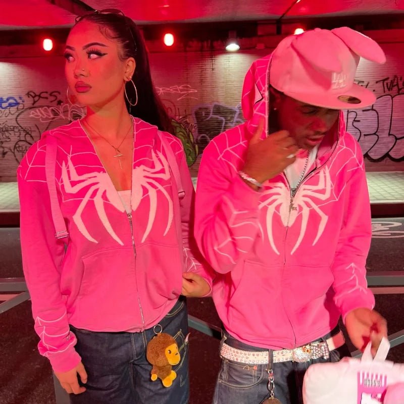 best Y2K Harajuku zip up hoodie kawaii clothes Spider Anime Pattern streetwear Gothic oversized hoodie Hip Hop Fashion casual jacket shop online at M2K Trends for