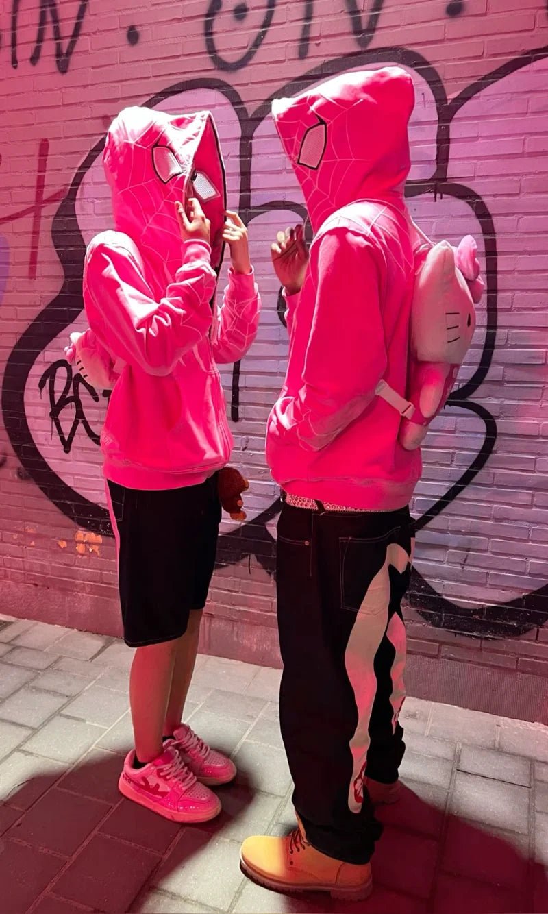 best Y2K Harajuku zip up hoodie kawaii clothes Spider Anime Pattern streetwear Gothic oversized hoodie Hip Hop Fashion casual jacket shop online at M2K Trends for