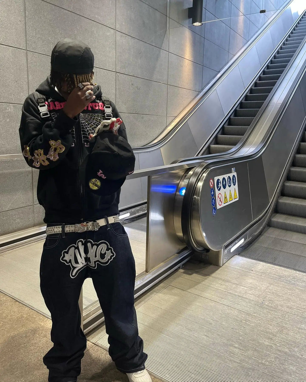 best Y2K men Jeans streetwear Printed Letter Black Vintage Pants 2023 New Harajuku Fashion Casual Loose Men Rock WideLeg baggy jeans shop online at M2K Trends for